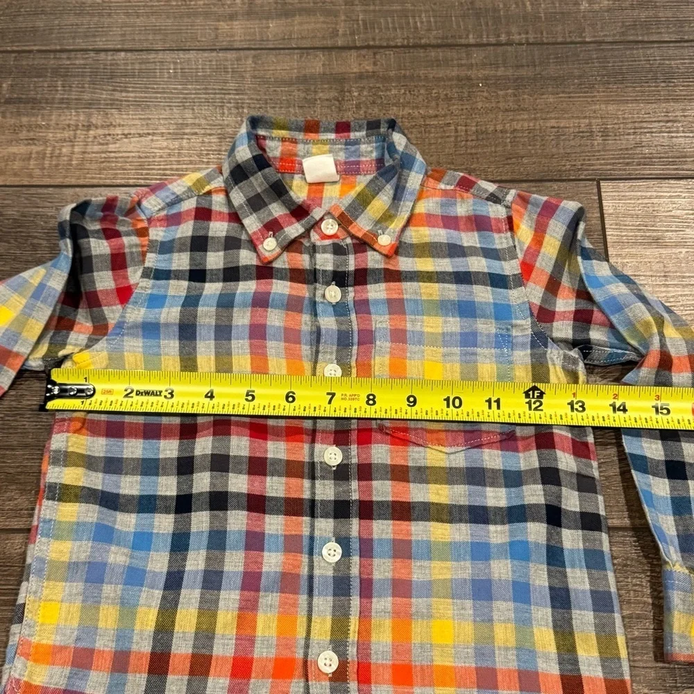 Baby GAP Flannel Button Down Shirt Top Toddler SZ 4 Bright Colors Plaid Holidays